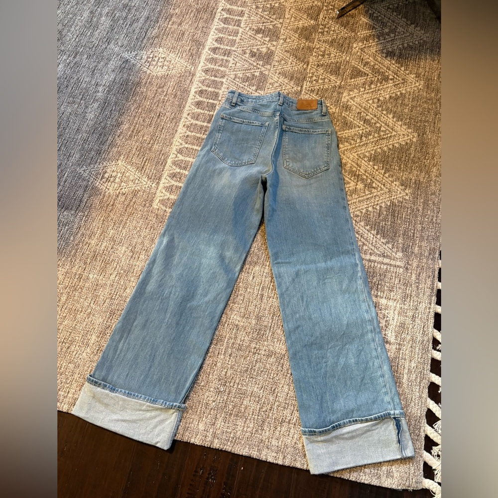 Rails The Getty High Rise Blue Wide-Leg Women Cuff Jeans - Picture 2 of 3